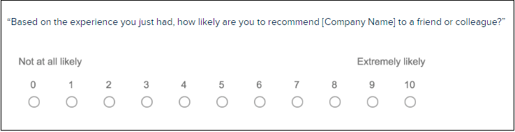 Sample candidate experience net promoter score question